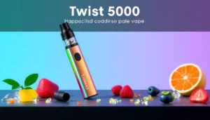 Hayati Twist 5000 disposable vape kit showcasing various flavors and vibrant design