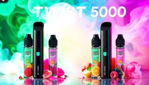 An image of the Hayati Twist 5000 disposable vape showcasing its sleek design and flavor options