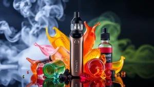 Hayati Twist 5000 disposable vape kit with colorful e-liquid flavors